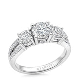 Bianca • Three Stone Split Shank Moissanite Ring White Gold