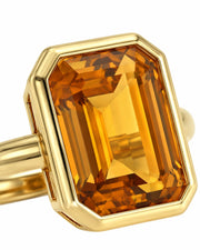18K yellow gold Imperial Topaz halo setting with orange sapphire accents - SARATTI
