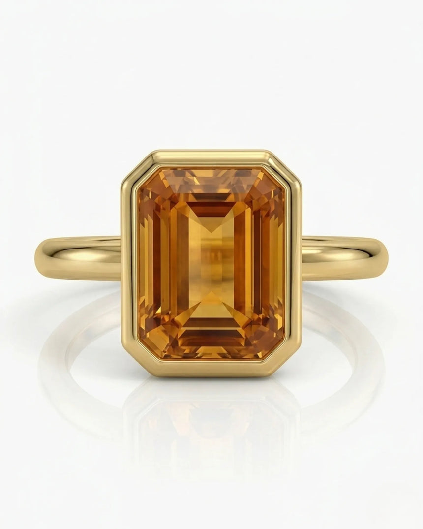 18K yellow gold Imperial Topaz halo setting with orange sapphire accents | SARATTI
