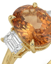 18K yellow gold Imperial Topaz setting with emerald-cut diamond side stones - SARATTI