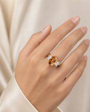 18K yellow gold Imperial Topaz setting with emerald-cut diamond side stones | SARATTI