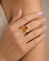 18K yellow gold Imperial Topaz setting with marquise and round diamonds | SARATTI