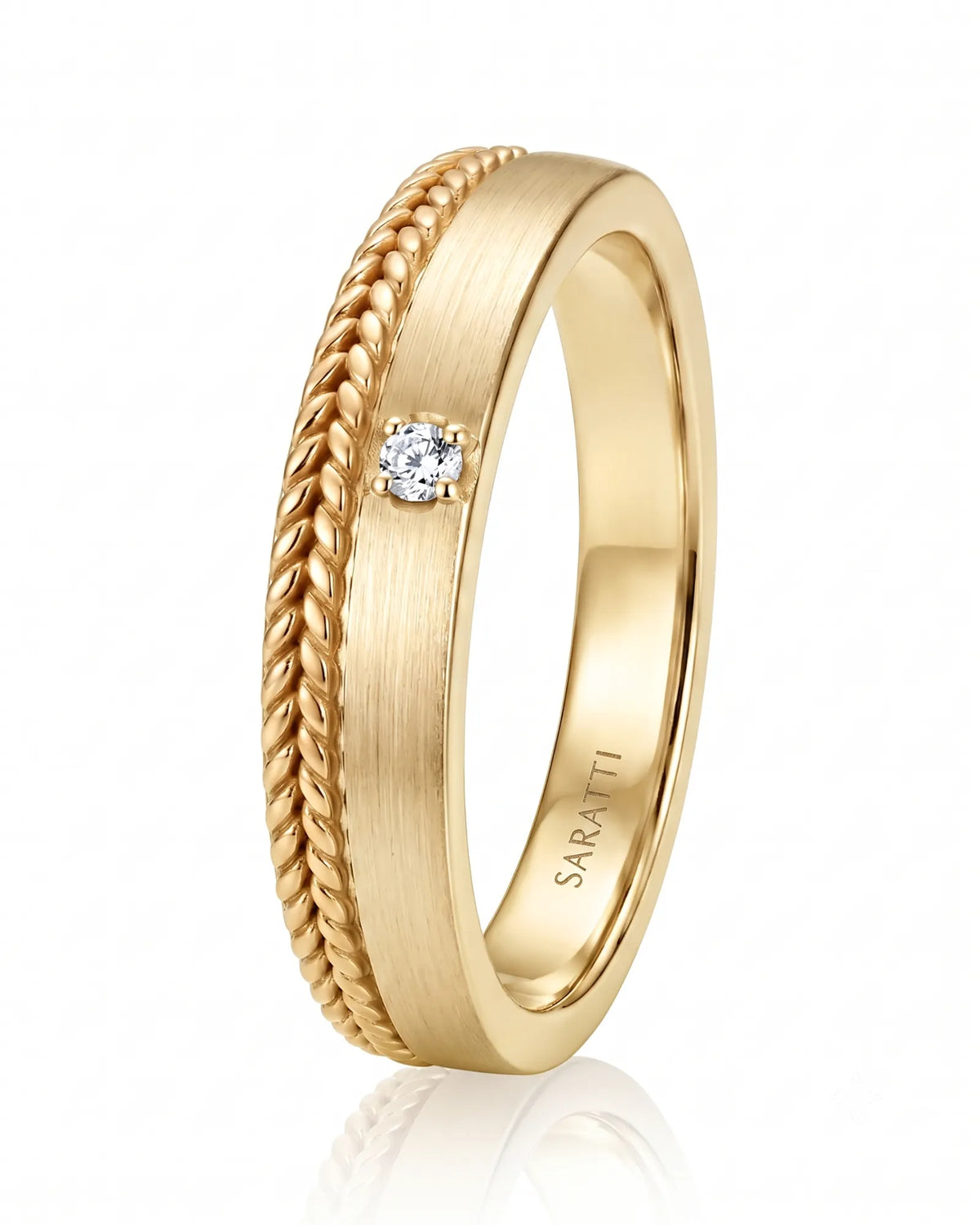 18K yellow gold couple wedding rings featuring smooth bands and refined timeless craftsmanship - SARATTI