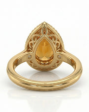 18K yellow gold double halo setting with open scrollwork gallery | SARATTI
