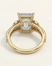 18K yellow gold emerald cut Topaz setting with botanical diamond accents | SARATTI