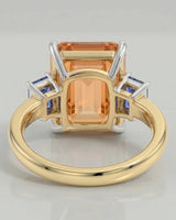 18K yellow gold emerald cut Topaz setting with cool blue contrast - SARATTI