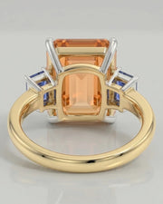 18K yellow gold emerald cut Topaz setting with cool blue contrast - SARATTI