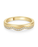 18K yellow gold half eternity diamond wedding set for weddings, anniversaries, and coordinated couple styling | SARATTI