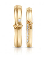 18K yellow gold his and her wedding rings for weddings, anniversaries, engagements, and lasting memories | SARATTI
