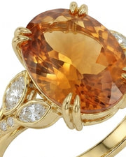 18K yellow gold oval Natural Imperial Topaz setting with refined botanical detail - SARATTI
