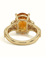 18K yellow gold oval Natural Imperial Topaz setting with refined botanical detail | SARATTI