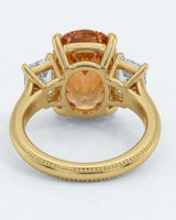 18K yellow gold oval Topaz setting with polished three-stone structure | SARATTI