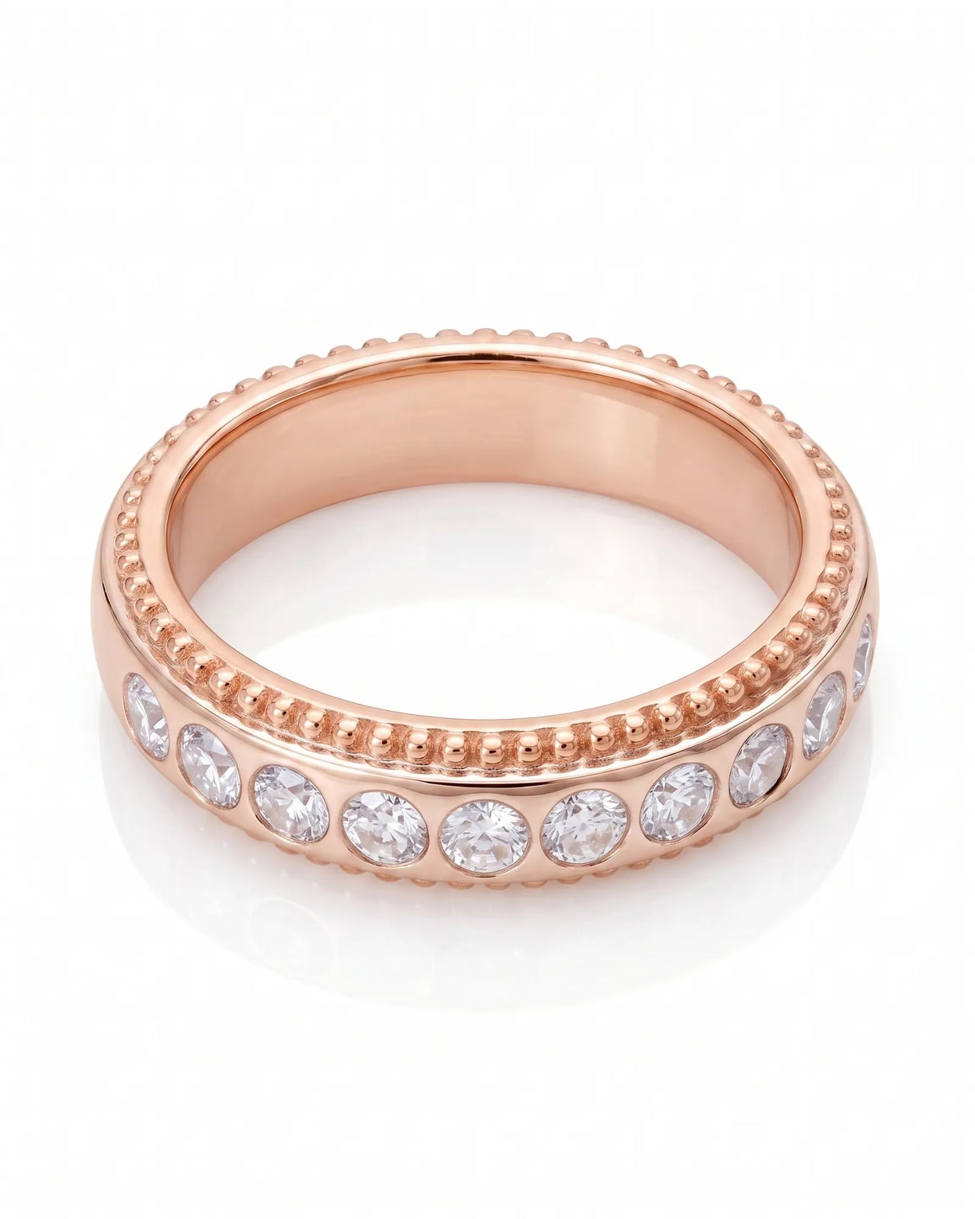 Two Tone Wedding Band Women's with Diamonds