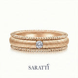 18k rose gold imperium men’s layered wedding band round diamond accent | SARATTI
