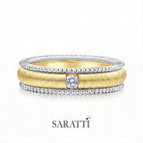 18k white and yellow gold imperium men’s layered wedding band round diamond accent | SARATTI