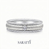 18k white gold imperium men’s layered wedding band round diamond accent | SARATTI