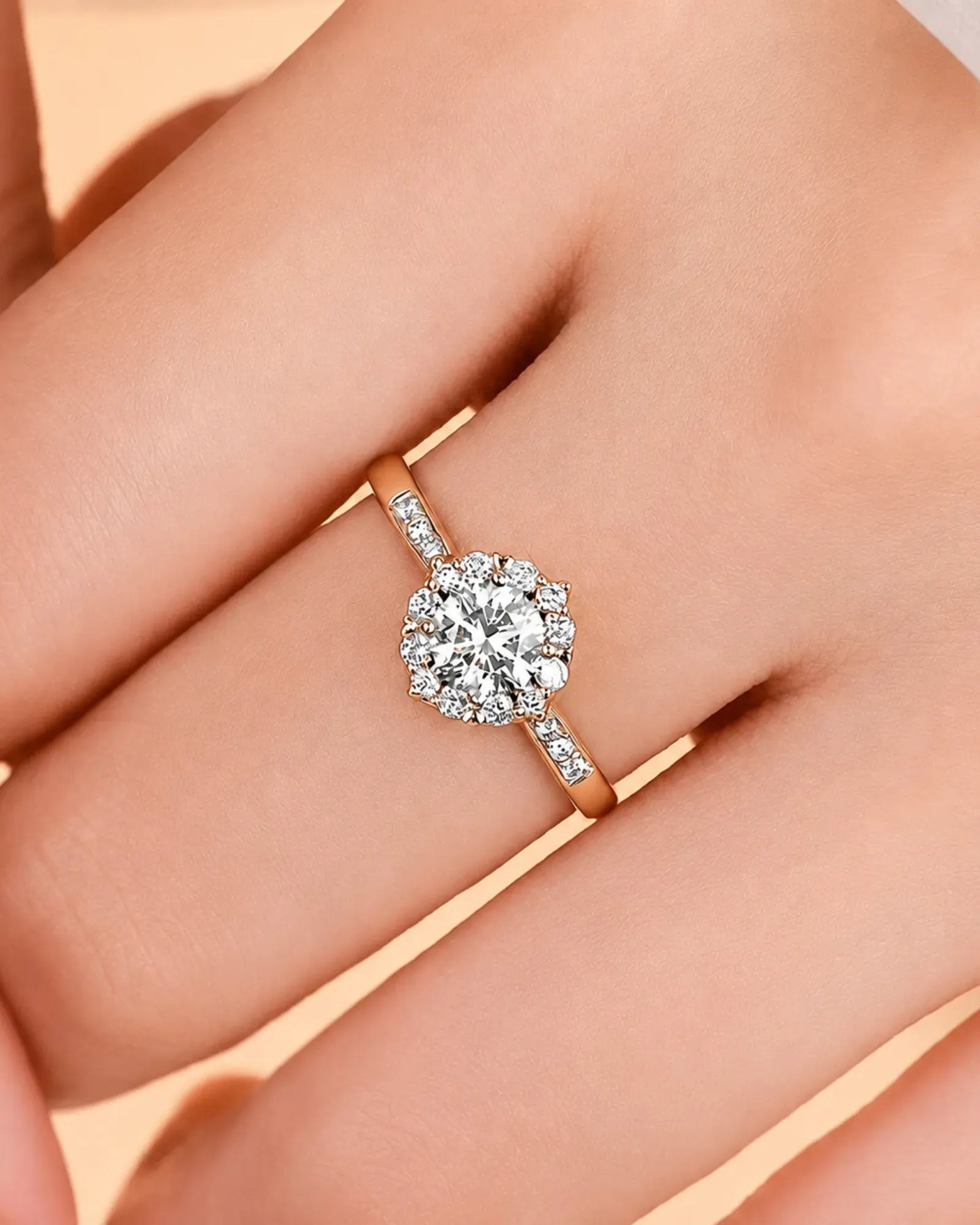 Alaya – Heavenly Harmony Natural Round Diamond Halo Engagement Ring