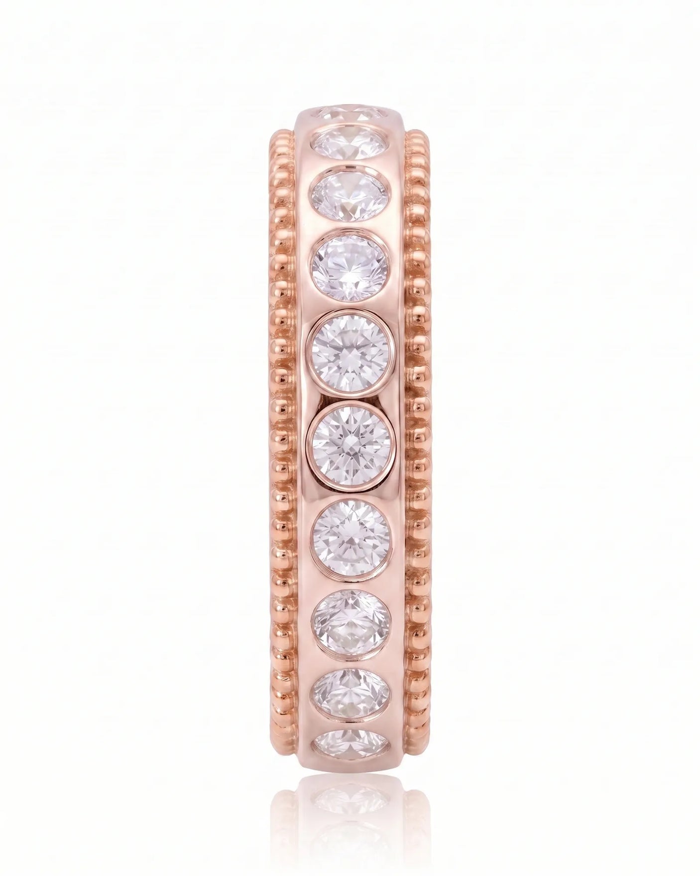Two Tone Wedding Band Women's with Diamonds