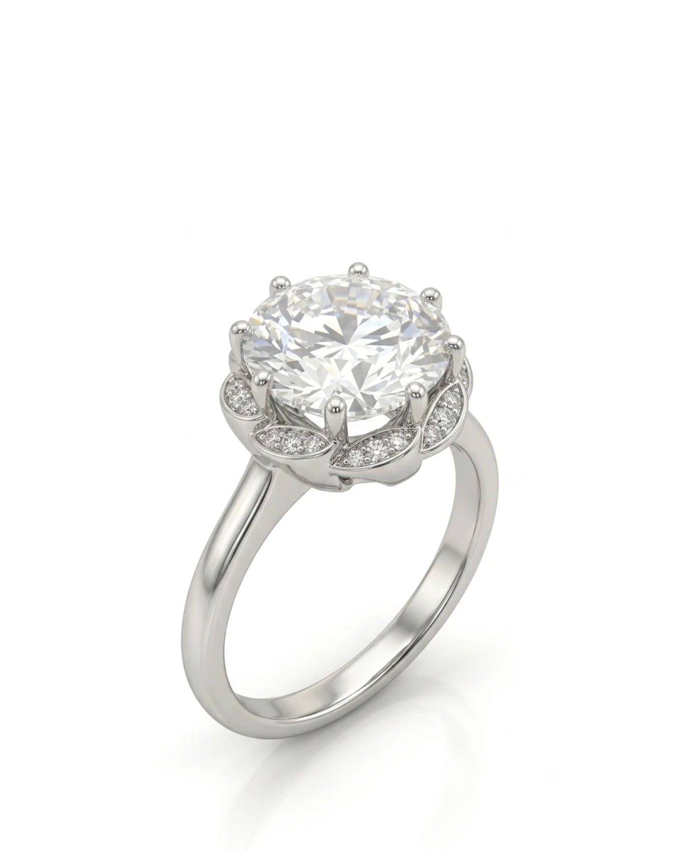 AYALA • 4 carat Moissanite Ring in White Gold with Halo