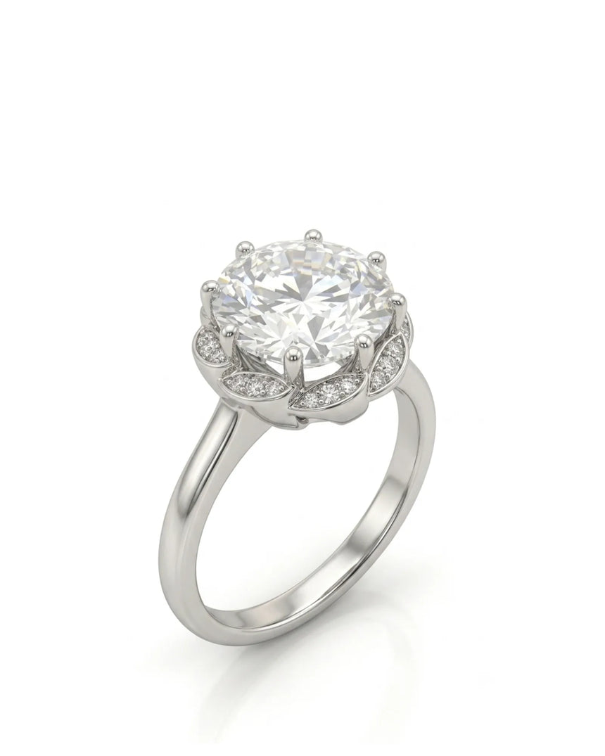 AYALA • 4 carat Moissanite Ring in White Gold with Halo