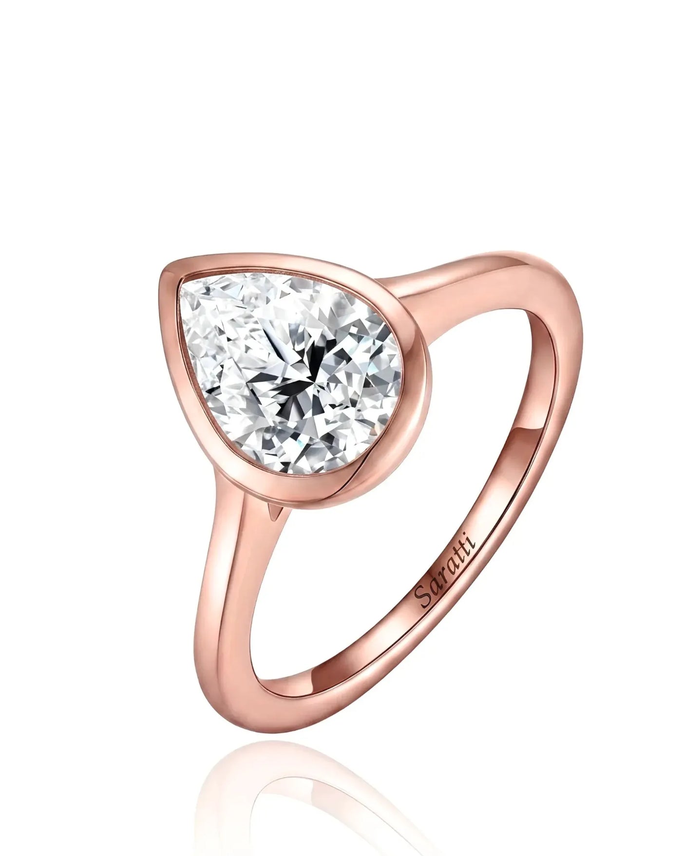 Aurelia's Embrace – Natural Pear-Cut Diamond Bezel Ring