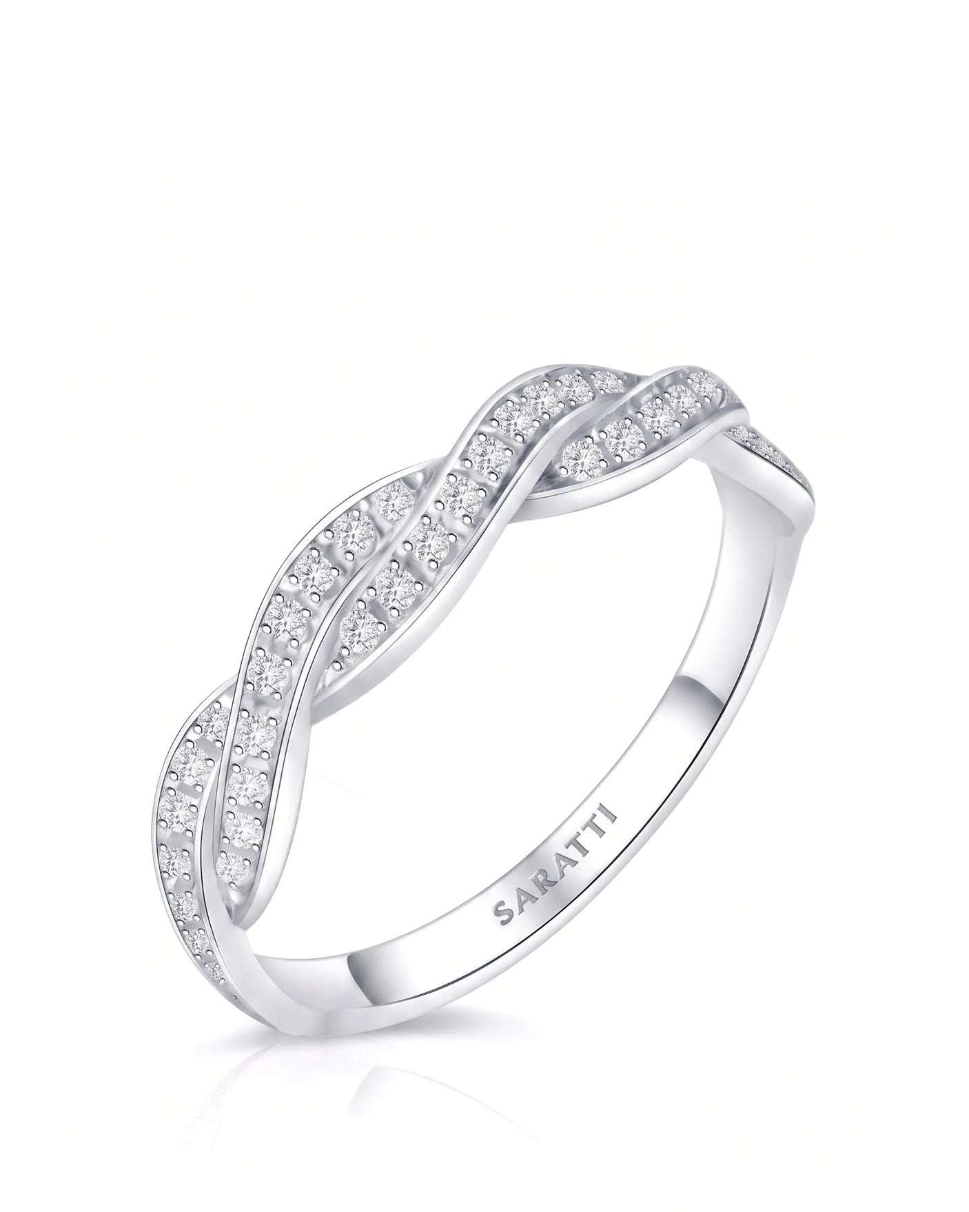 Twisted Shank Vintage Diamond Eternity Band in 18K White Gold — 18K White Gold — View 1