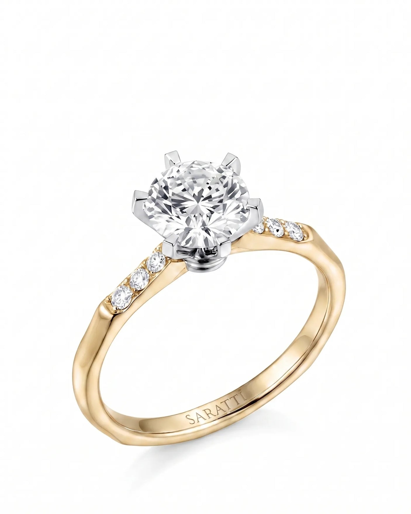 Dakota – Natural Round Diamond Two-Tone Six-Prong Engagement Ring