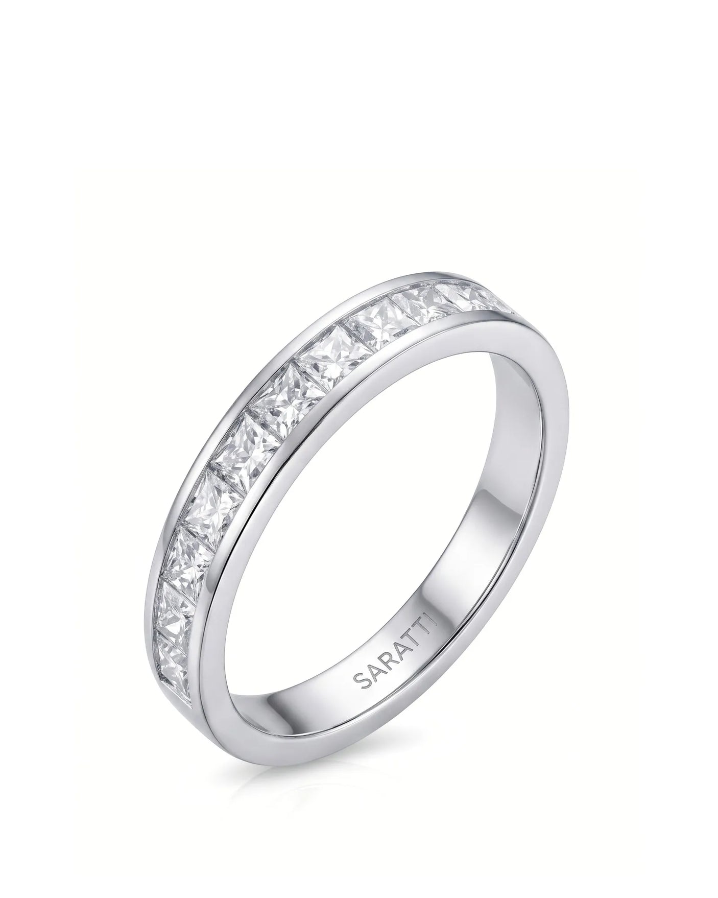 Princess Cut Diamond Wedding Band in Yellow Gold