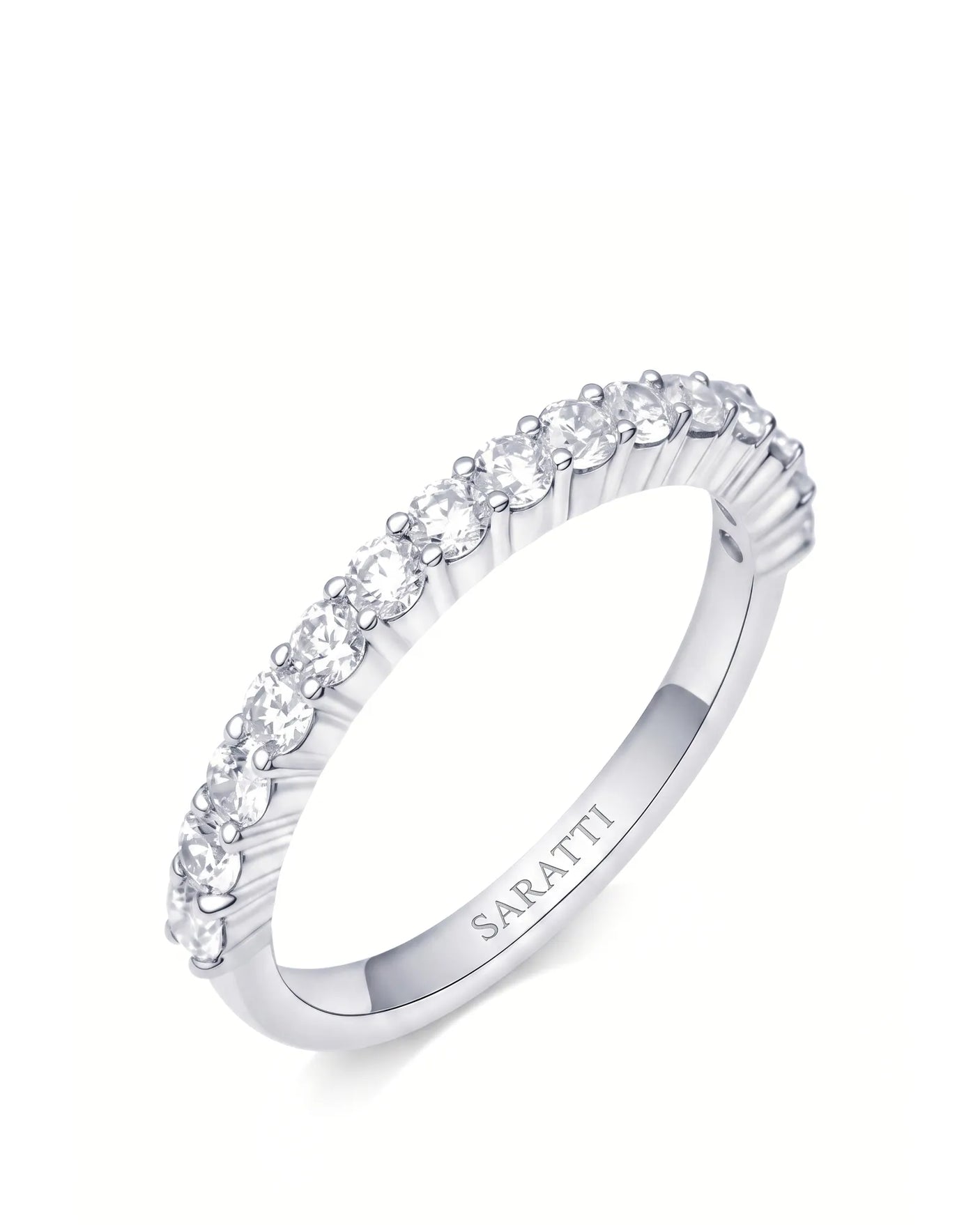 Round Diamond Half Eternity Band in White Gold