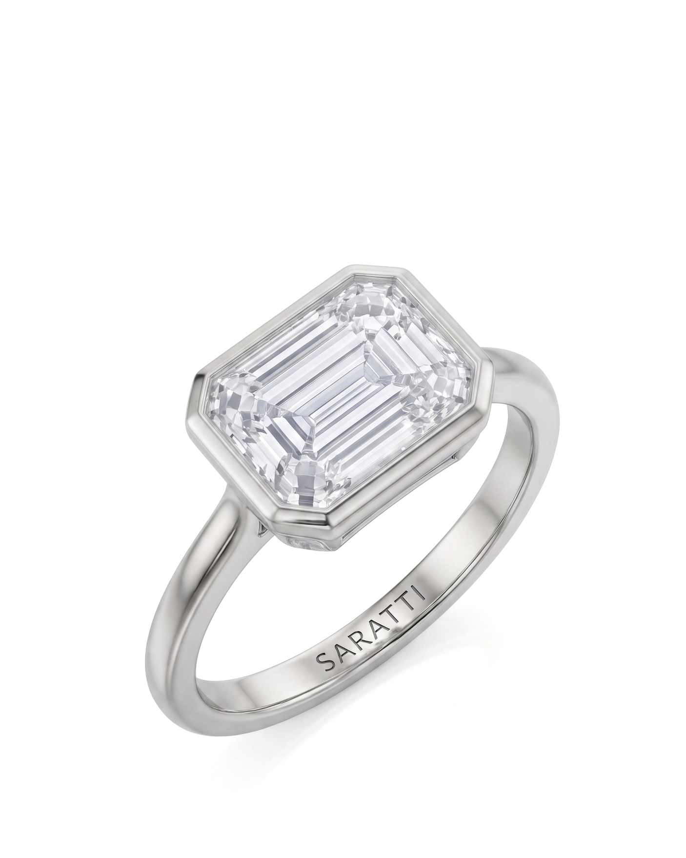 Natalia – Natural Emerald-Cut Diamond Bezel Ring
