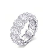 Oval Ring Wedding Band with Halo in White Gold