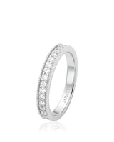 Milgrain Wedding Band with Diamonds in White Gold