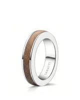 Women's Wenge Wood Ring in White Gold