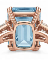 Emerald Cut Aquamarine Three Stone Ring