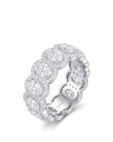 Oval Ring Wedding Band with Halo in White Gold