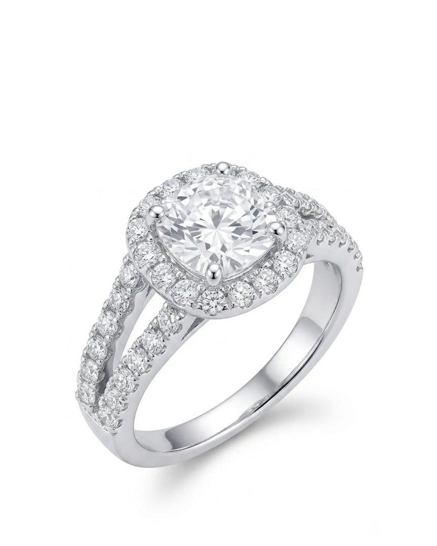 Erica • 2-carat Cushion Moissanite Ring in White Gold