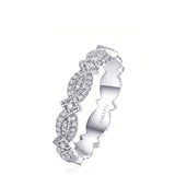 Art Nouveu Wedding Band with Diamonds in White Gold