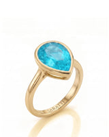 AUREX Pear Paraiba Tourmaline bezel setting in yellow gold
