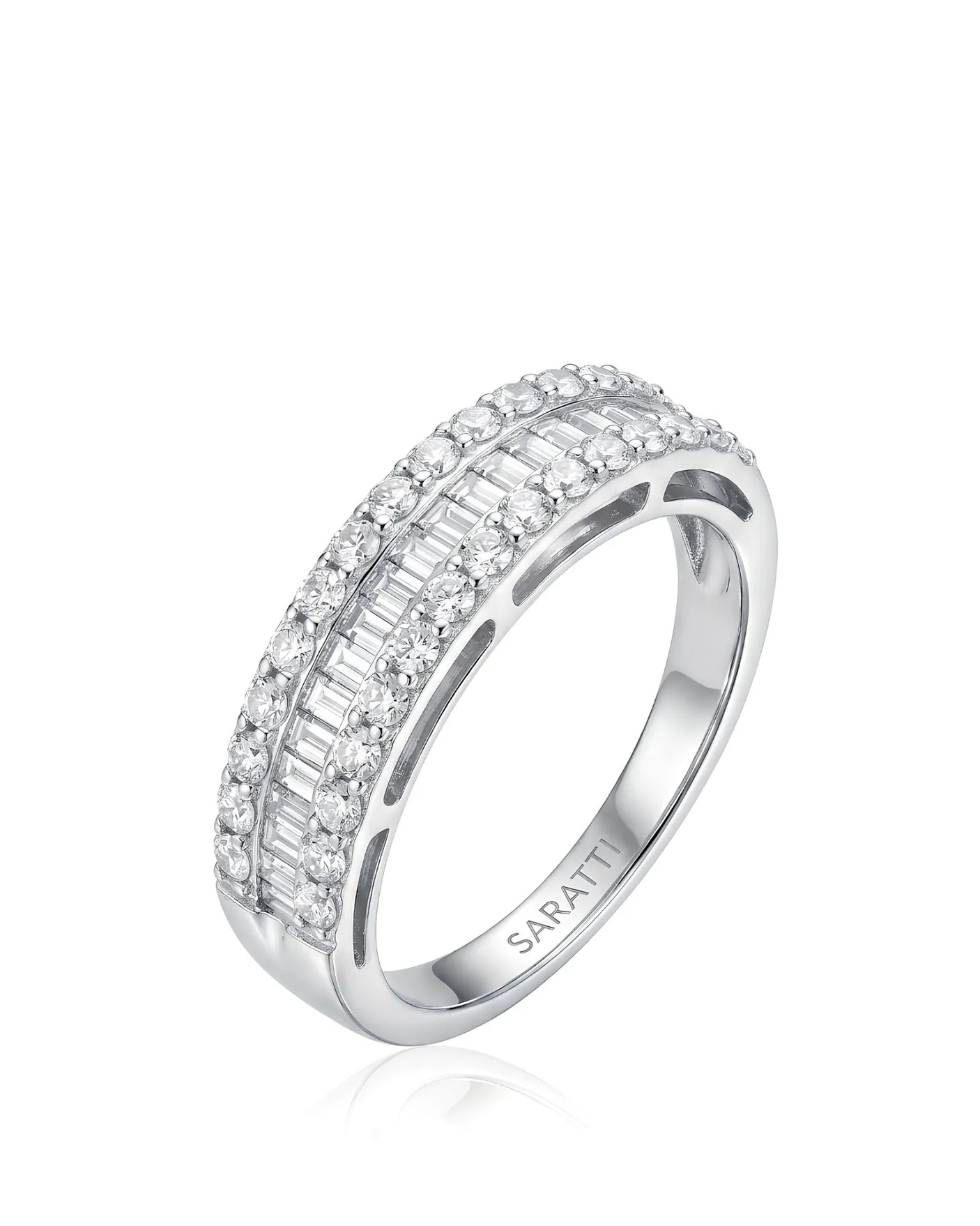 Rose Gold Eternity Band with Baguette and Round Diamonds