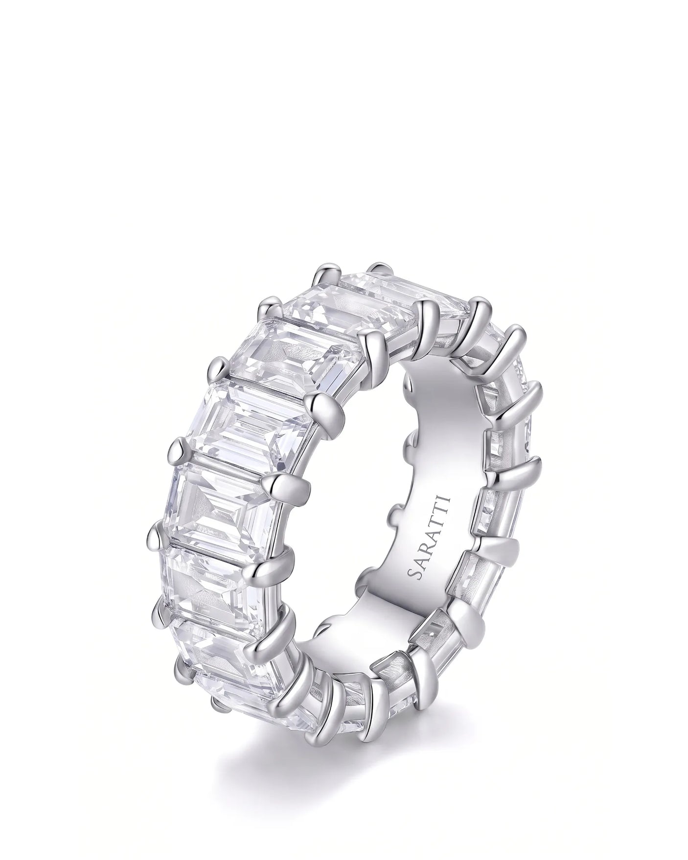 Emerald Cut Eternity Band in White Gold