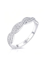 Twisted Shank Vintage Diamond Eternity Band in 18K White Gold — Platinum — View 1