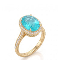 Cordelle Halo – Paraiba Tourmaline Diamond Rope Band Setting – Oval
