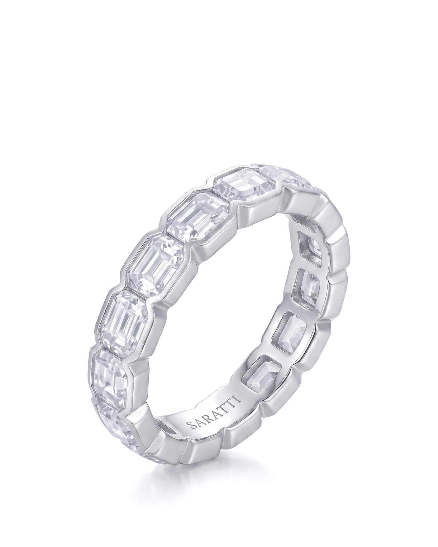 Emerald Cut Diamond Eternity Band in White Gold