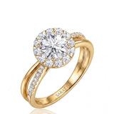 Elani – Natural Round Diamond Halo Split-Shank Ring