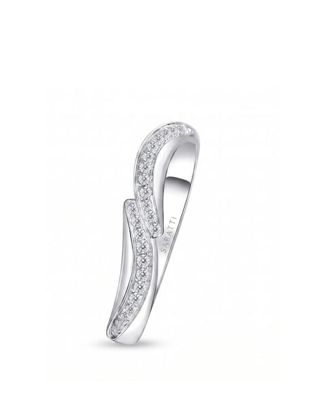 Wavy Diamond Half Eternity Wedding Band — 18K White Gold — View 1