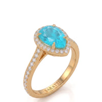 Solenne Halo – Pear Paraiba Tourmaline Diamond Ring Setting