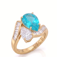 Élan Céleste – Pear Paraiba Tourmaline & Pear Diamond Toi et Moi Ring Setting