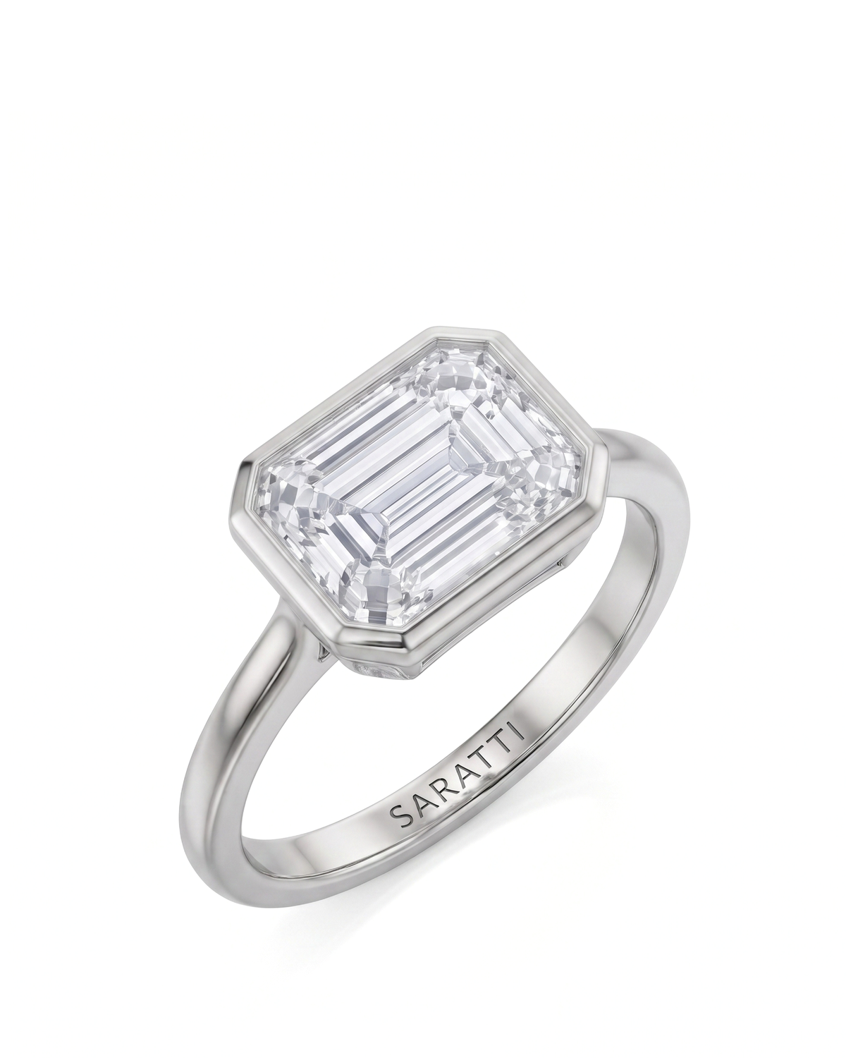 Natalia – Natural Emerald-Cut Diamond Bezel Ring