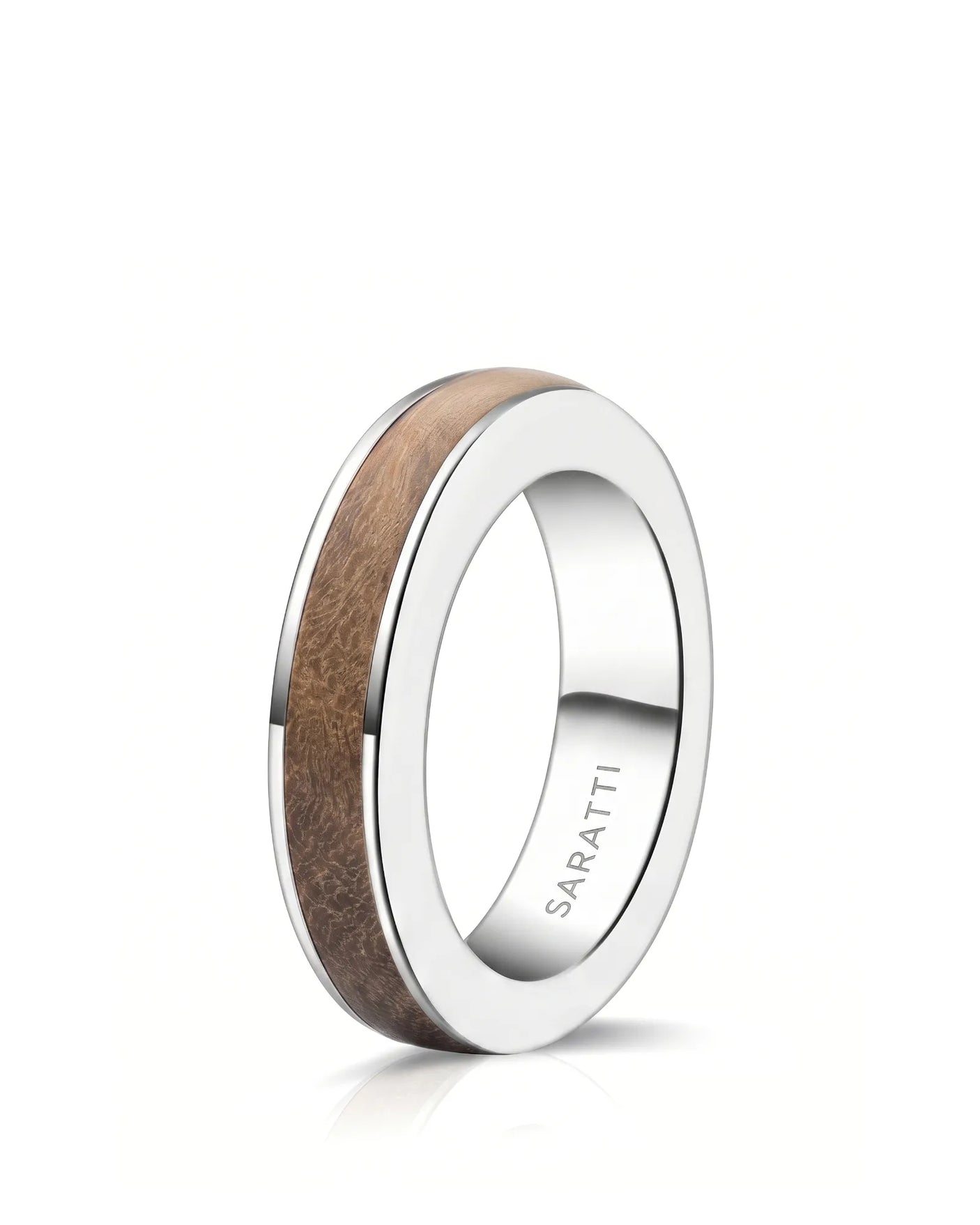 Women's Wenge Wood Ring in White Gold