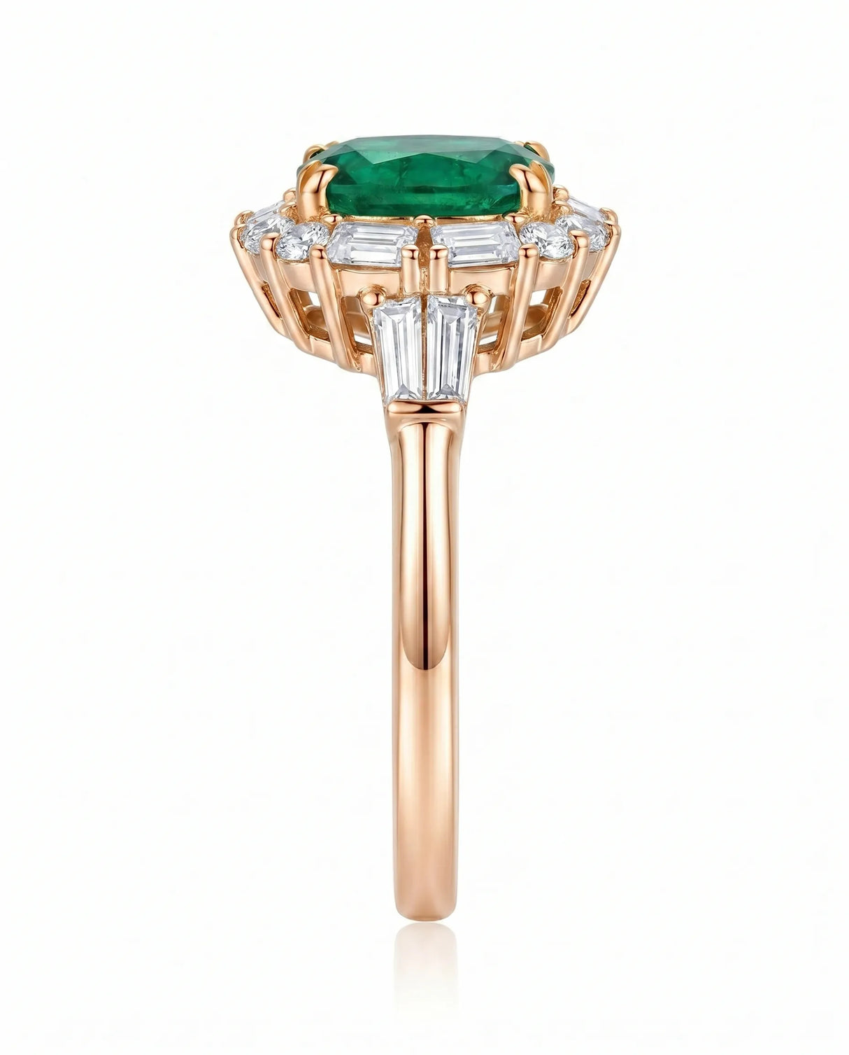 1 carat cushion emerald ring in 18K rose gold | SARATTI
